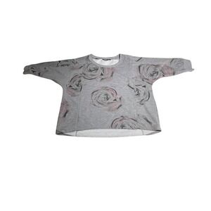 Apt 9 Womens Grey Floral Rose Print Dolman Sleeve Sweatshirt Top Size L